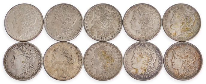 (10) Morgan Silver Dollars
