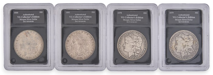 (4) Graded Morgan Dollars