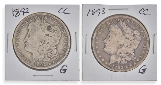 (2) Morgan Silver Dollars