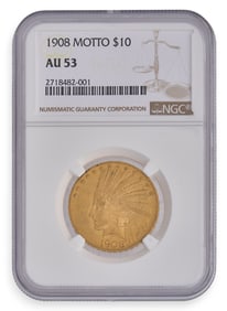 1908 $10 Indian Head Gold Coin