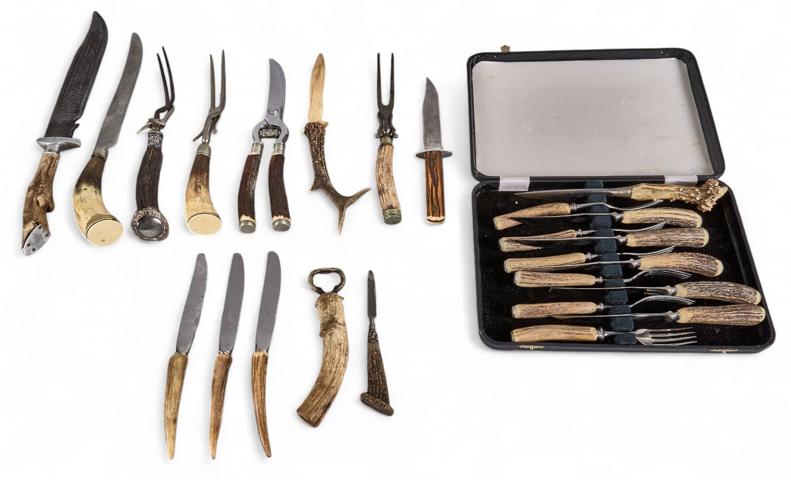 Collection of (25) Horn Handled Cutlery (1 of 9)