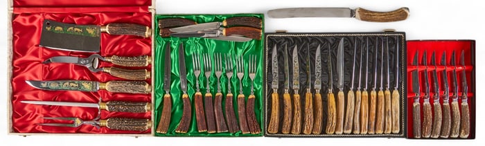 Antler Handled Cutlery Sets in Cases