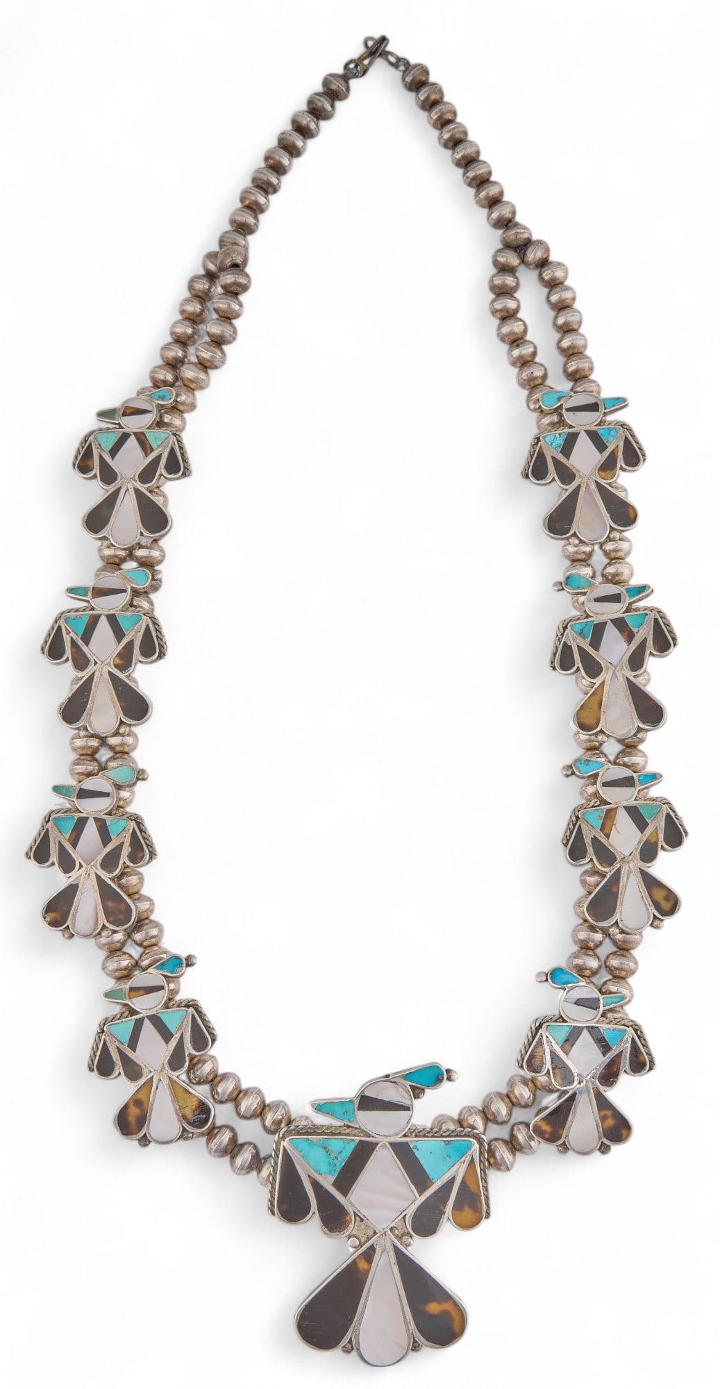 Sterling Silver Stone Inlay Thunderbird Pendant Necklace (1 of 6)