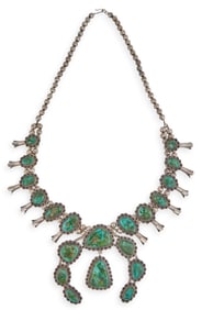 Sterling Silver and Turquoise Squash Blossom
