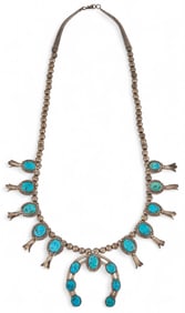 Sterling Silver and Turquoise Squash Blossom