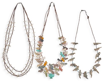 (3) Native American Style Fetish Necklaces