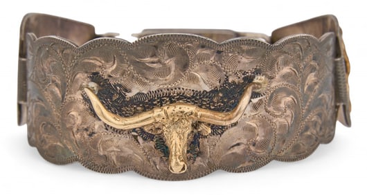 Lee + Verna Wesley Sterling Silver and 14K Longhorn Cuff