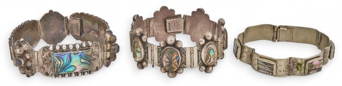 (3) Sterling Silver and Mother of Pearl Bracelets