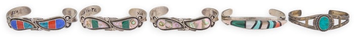 (5) Sterling Silver Stone Cuffs