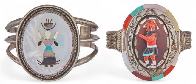 (2) Sterling Silver Zuni Style Cuffs