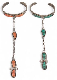 Pair of Sterling Silver Zuni Cuffs with Rings