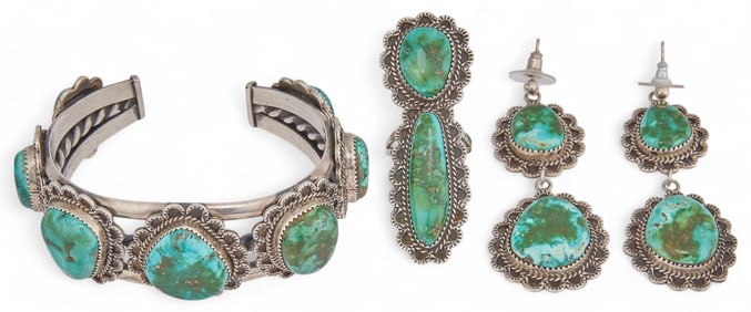 Sterling Silver and Turquoise Jewelry Suite