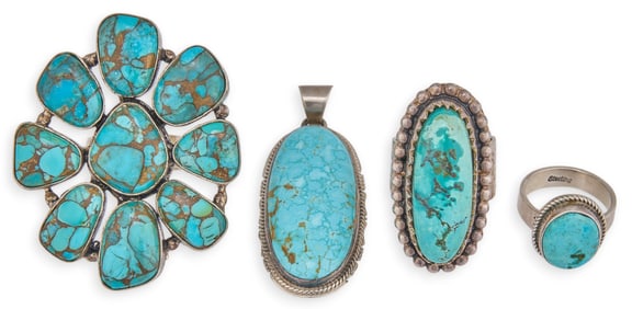 Collection of Sterling Silver and Turquoise Jewelry