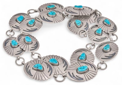 Sterling Silver Turquoise Concho Belt