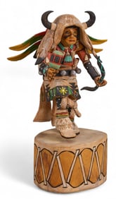 Carved Wooden "Buffalo Dancer" Kachina Doll