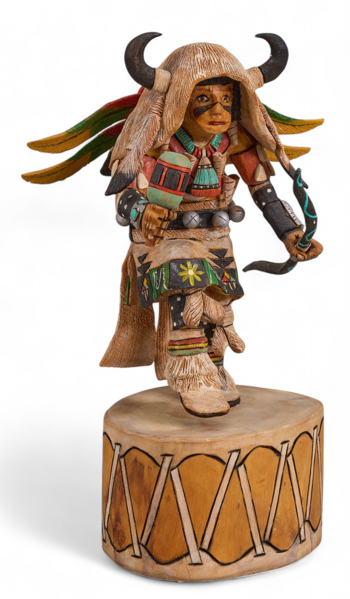 Carved Wooden  "Buffalo Dancer" Kachina Doll (1 of 5)