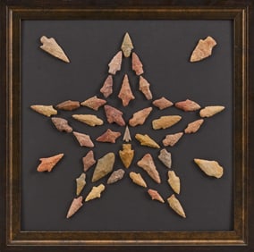 Framed Collection of (40) Projectile Points