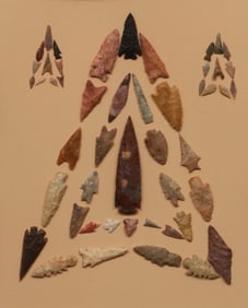 "Triangle Artifacts" Framed Arrowhead Display