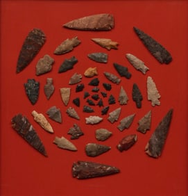 "A Warrior's Whirlpool" Framed Arrowhead Display