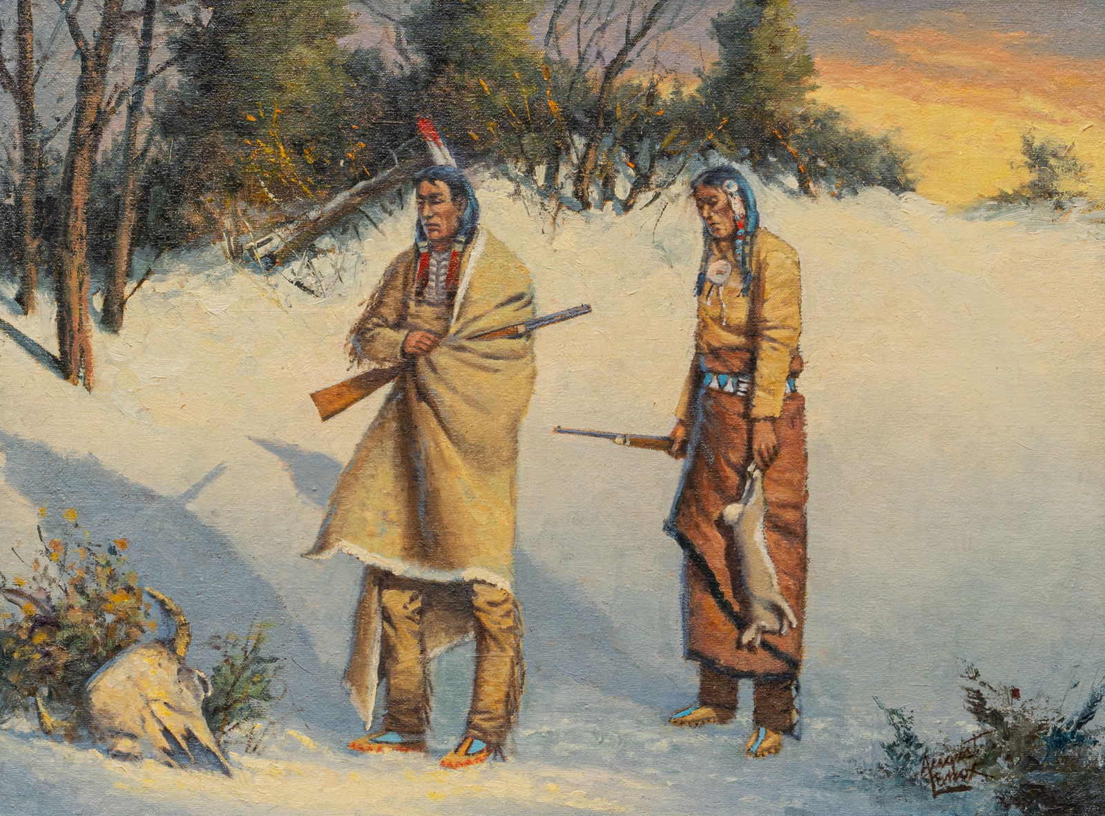 August Lenox, "White Man's Legacy": August "Curley" Lenox (Texas / California, 1944-2015), "White Man's Legacy", oil on masonite