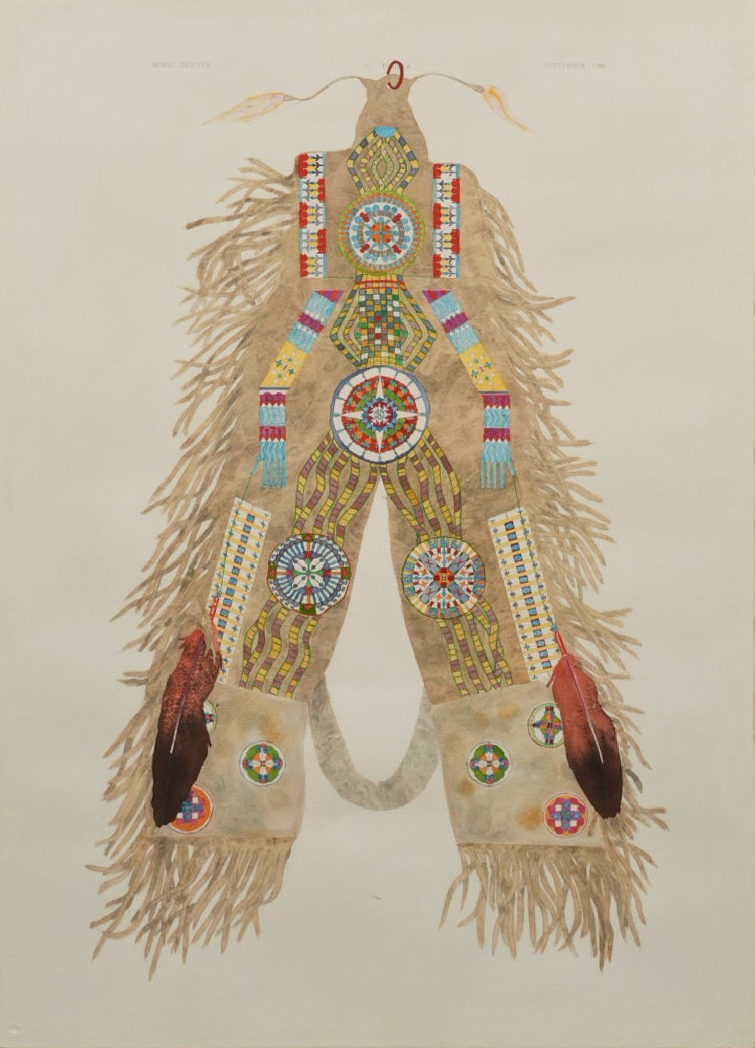 Theodore Villa, "Horse Crupper", 1981: Theodore Villa (b. 1936, Idaho / California), "Horse Crupper", dated September 1981, watercolor on paper sight: 41 x 29 in., frame: 45 x 32.5 in. Provenance: Property from a home in San