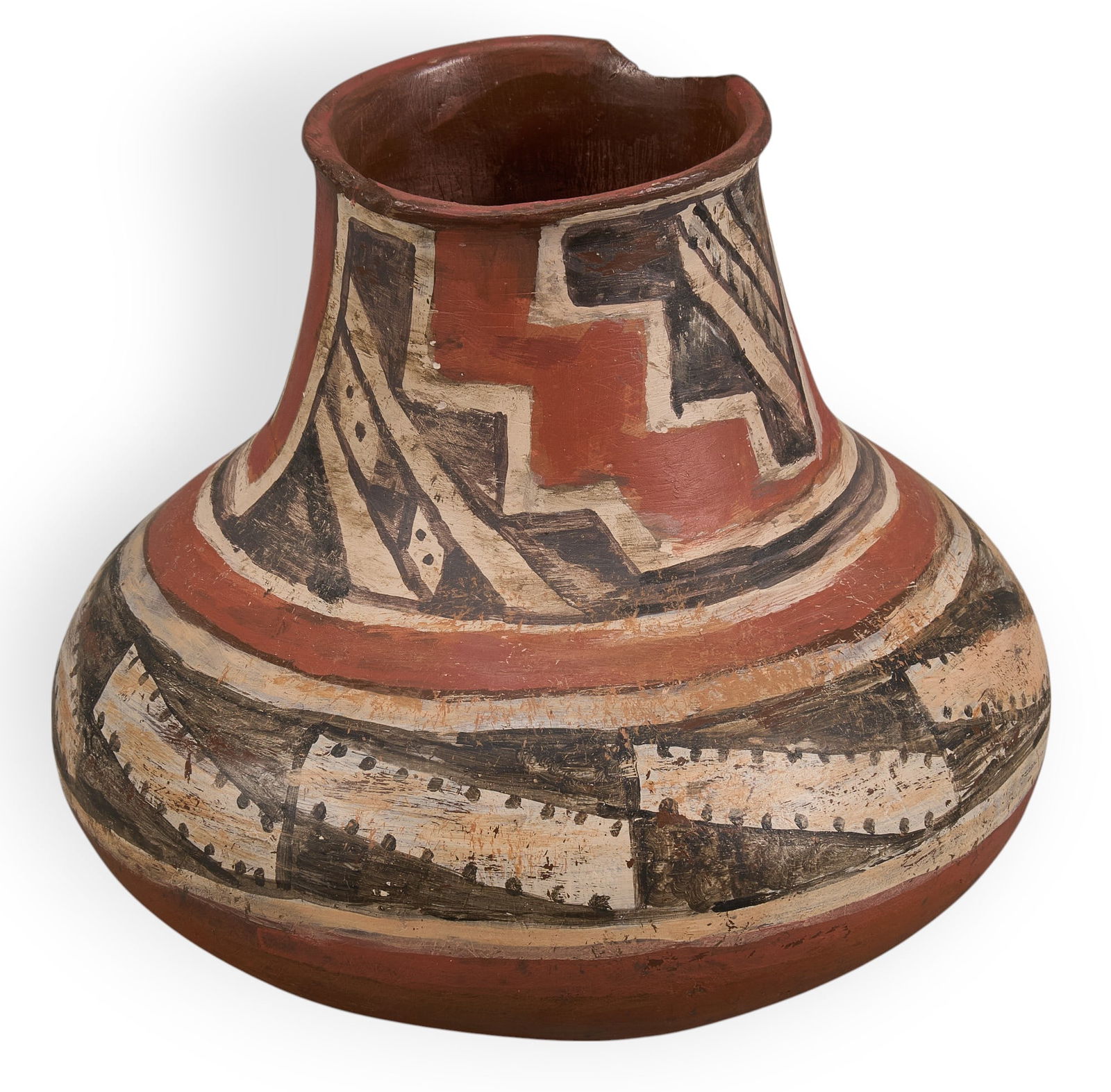 Bill Freeman, Small Talavera Vessel: Bill (William) Freeman (1926-2012, Arizona / Wyoming), talavera vessel, pre-historic recreation height 6 in. x diameter 6.25 in. Pro