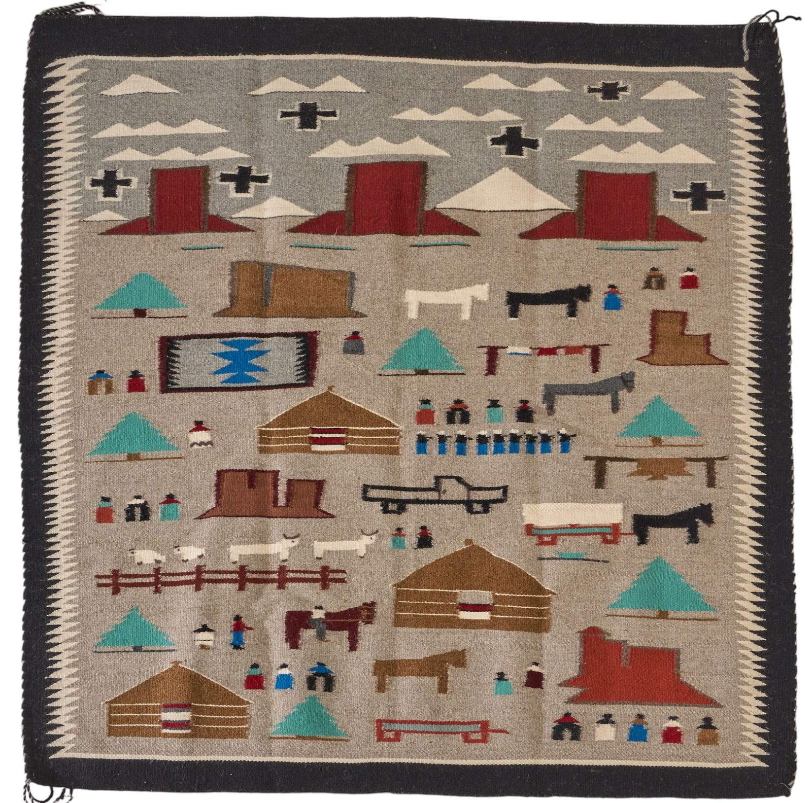 Pictorial Navajo Weaving 3 ft. 10 in. x 3 ft. 8 in. (1 of 3)