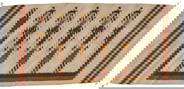 Handwoven Navajo Yei Rug, 5 ft. 3 in. x 2 ft. 4 in.: Handwoven Navajo Yei rug 5 ft. 3 in. x 2 ft. 4 in. Provenance: Property from a home in Ayon, Texas