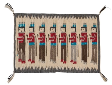 Small Pictorial Navajo Rug, 1 ft. 10 in. x 1 ft. 3 in.