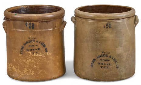 (2) Fire Brick & Tile Co. Crocks