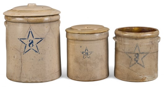 (3) Star Pottery Co. Crocks