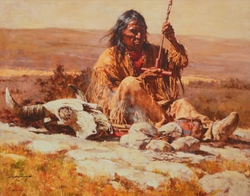 Howard Terpning, "Seeking Wisdom from the Pipe" Giclee