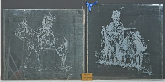(2) Western Etched Glass Plates