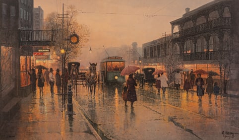 G. Harvey, "On the Streets of New Orleans" Lithograph