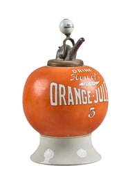 Vintage Rare Howel's Orange-Julep Porcelain Syrup Dispenser