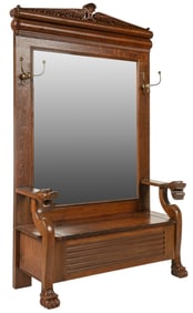 Hall Tree Bench with Mirror