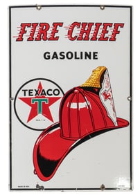 Texaco Fire Chief Gasoline Porcelain Sign