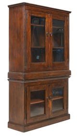 Two-Piece Glass Door Bookcase