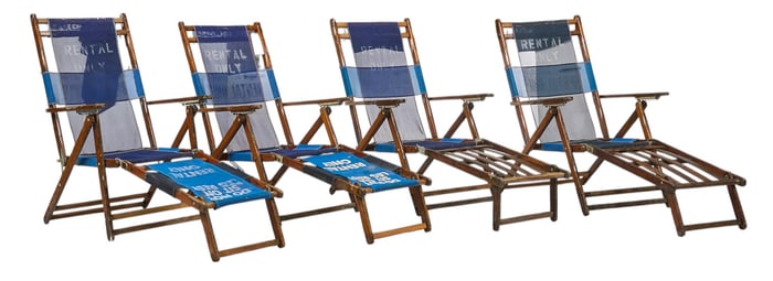 (4) Vintage Galveston Beach Rental Chairs