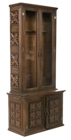 Mexican-Style Carved Wood Gun Cabinet