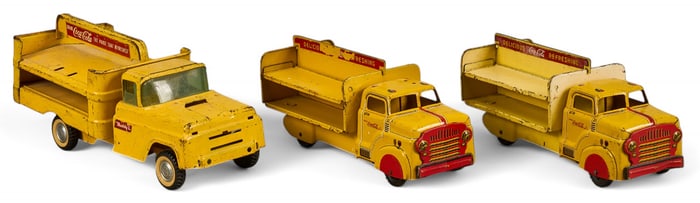(3) Buddy-L Coca Cola Metal Toy Trucks