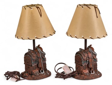 Pair of Western Saddle Base Lamps