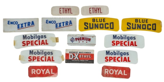 (14) Glass Gas Pump Advertising Signs