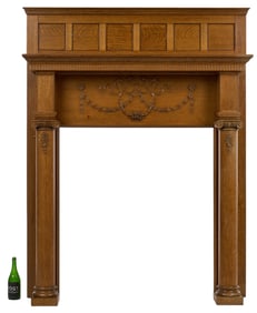 Antique Carved Oak Fireplace Mantle
