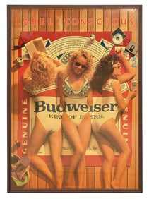 Large Pin-Up Budweiser Beer Poster