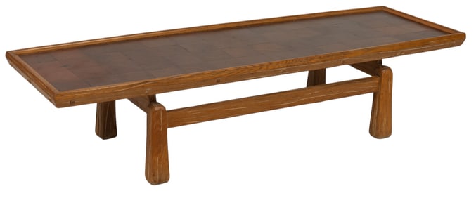 Wooden Leather Top Coffee Table