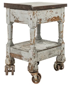 Vintage Iron Top Industrial Printer's Table