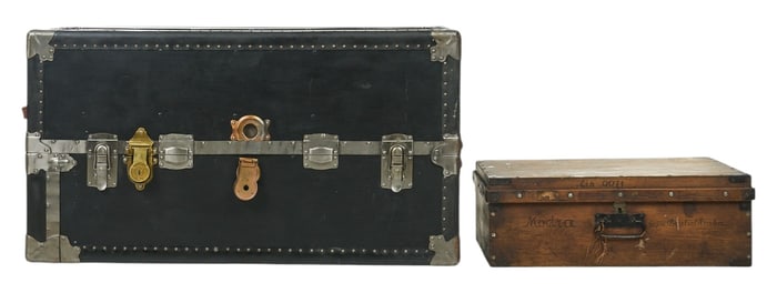 Steamer Trunk and Wooden Chest