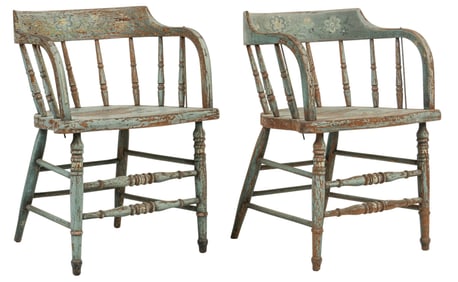 Pair of Painted Rustic Chairs