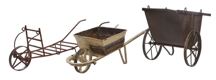 (3) Rustic Iron Carts